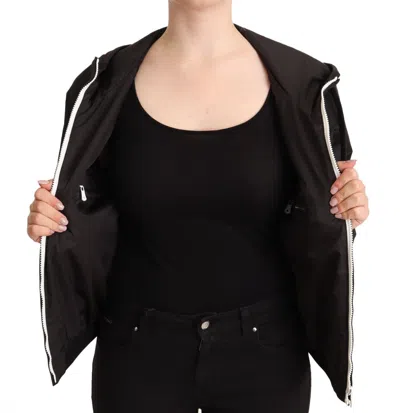 Dolce & Gabbana Black Polyester Hooded Bomber Full Zip Jacket In Black