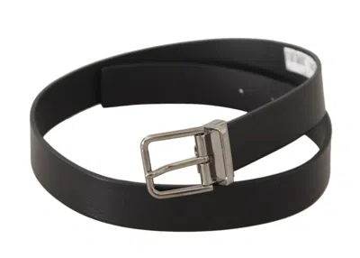 Dolce & Gabbana Elegant Black Leather Belt With Metal Men's Buckle In Black