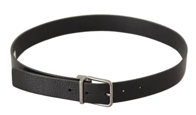 Dolce & Gabbana Elegant Black Leather Belt With Metal Men's Buckle In Black