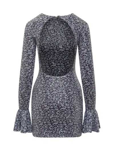 Rotate Birger Christensen Open-back Sequin Mini Dress In Purple