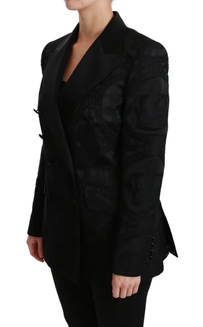 Dolce & Gabbana Black Stripe Wool Single Breasted Men's Blazer In Black