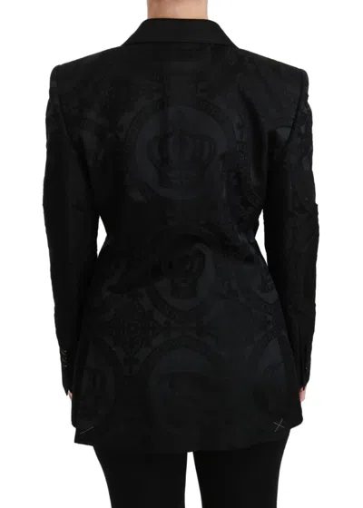 Dolce & Gabbana Black Stripe Wool Single Breasted Men's Blazer In Black