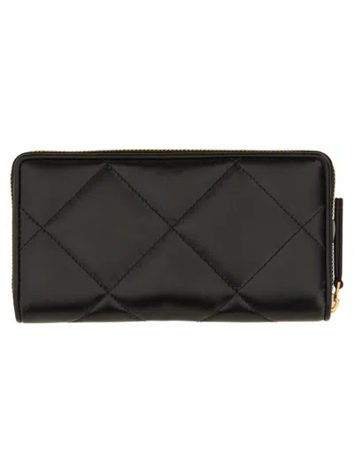 Tory Burch Kira Diamond Quilt Zip Continental Wallet In Black
