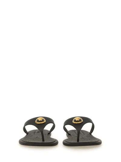 Shop Versace Thong Sandal "alia" In Black