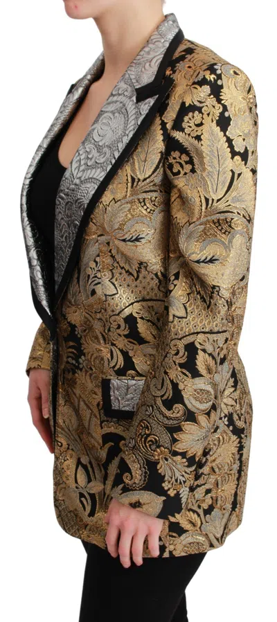 Dolce & Gabbana Elegant Gold Floral Jacquard Blazer In Gold