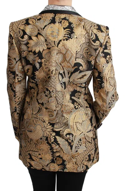 Dolce & Gabbana Elegant Gold Floral Jacquard Blazer In Gold