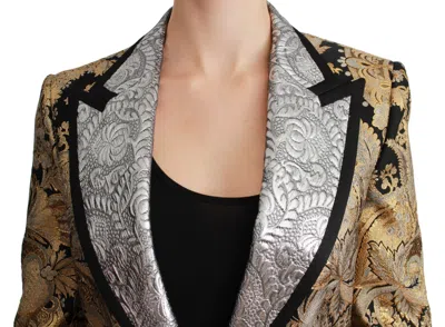 Dolce & Gabbana Elegant Gold Floral Jacquard Blazer In Gold