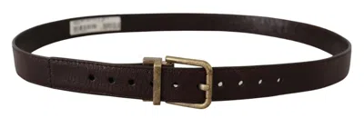 Dolce & Gabbana Elegant Leather Belt With Engraved Buckle In Brown