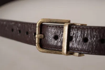 Dolce & Gabbana Elegant Leather Belt With Engraved Buckle In Brown