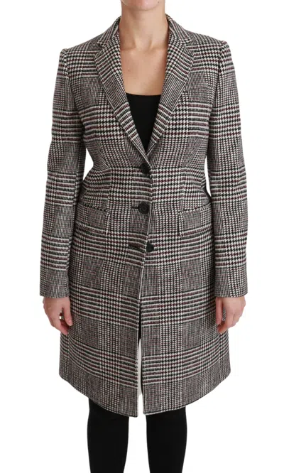 DOLCE & GABBANA DOLCE & GABBANA ELEGANT MULTICOLOR CHECKED KNEE-LENGTH JACKET WOMEN'S COAT 