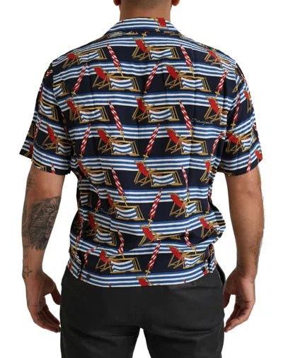 Dolce & Gabbana Multicolor Beach Chair Short Sleeves Shirt In Multicolor