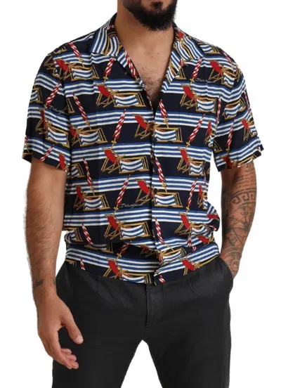 Dolce & Gabbana Multicolor Beach Chair Short Sleeves Shirt In Multicolor