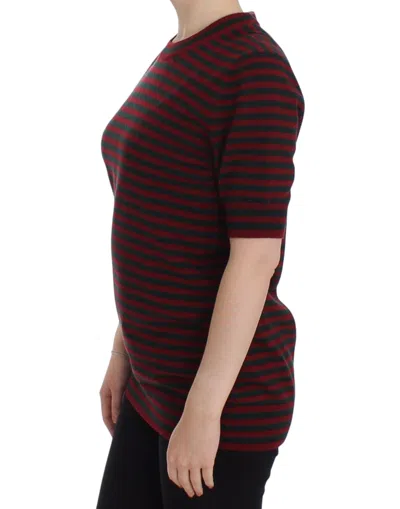 Dolce & Gabbana Elegant Striped Cashmere Crewneck Women's Sweater In Red
