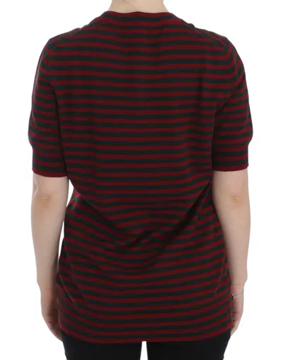 Dolce & Gabbana Elegant Striped Cashmere Crewneck Women's Sweater In Red