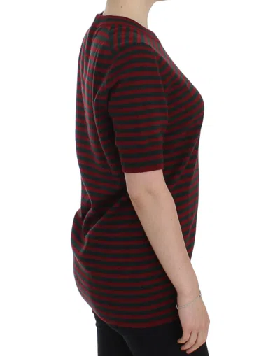 Dolce & Gabbana Elegant Striped Cashmere Crewneck Women's Sweater In Red