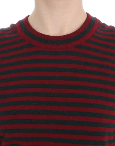 Dolce & Gabbana Elegant Striped Cashmere Crewneck Women's Sweater In Red