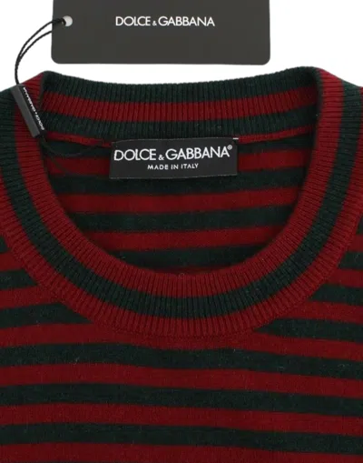 Dolce & Gabbana Elegant Striped Cashmere Crewneck Women's Sweater In Red