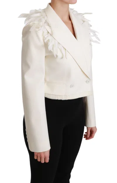 Dolce & Gabbana Elegant White Double Breasted Blazer Jacket In White