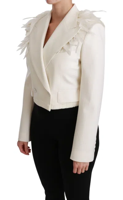 Shop Dolce & Gabbana Elegant White Double Breasted Blazer Women's Jacket