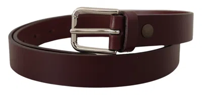Dolce & Gabbana Maroon Luxe Leather Belt With Metal Buckle In Maroon