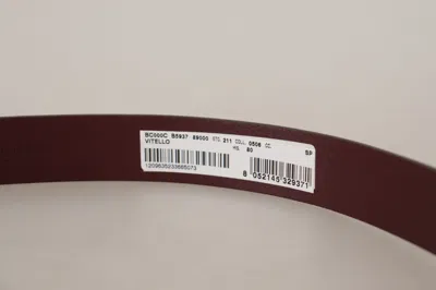 Dolce & Gabbana Maroon Luxe Leather Belt With Metal Buckle In Maroon