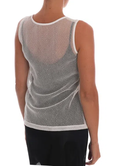 Dolce & Gabbana White Net  Transparent Sleeveless Tank Top In White