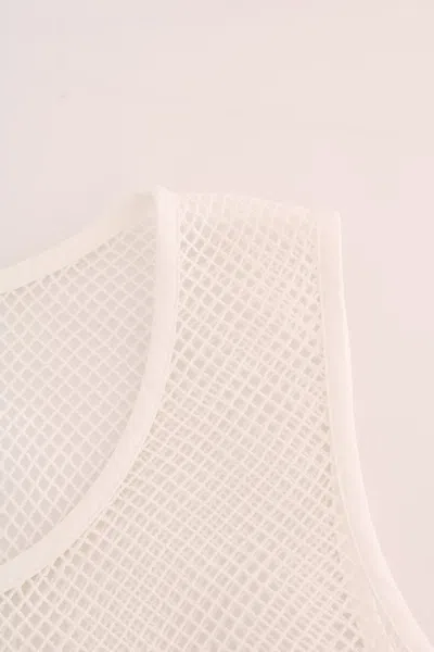 Dolce & Gabbana White Net  Transparent Sleeveless Tank Top In White