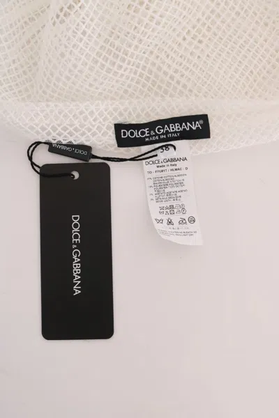 Dolce & Gabbana White Net  Transparent Sleeveless Tank Top In White