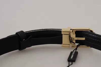 Dolce & Gabbana White Black Patchwork Gold Metal Buckle Belt In Black/white