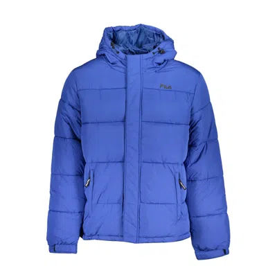 Fila Chic Blue Hooded Jacket With Sleek Print In Blue