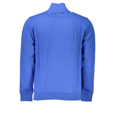 La Martina Elegant Blue Fleece Sweatshirt With Embroidery In Blue