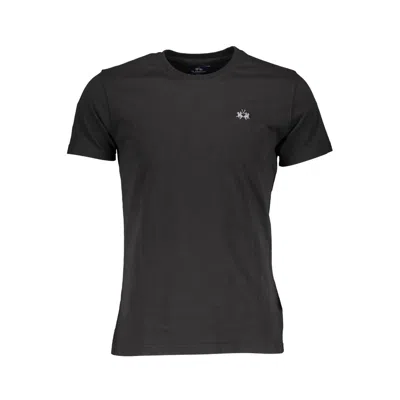 La Martina Elegant Short Sleeve Crew Neck Tee In Black
