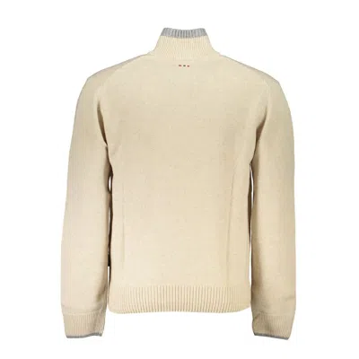 Napapijri Beige Fabric Men Sweater In Metallic
