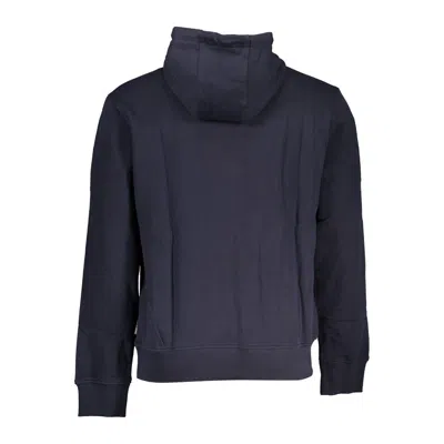 Napapijri Sleek Black Cotton Hooded Sweatshirt In Blue