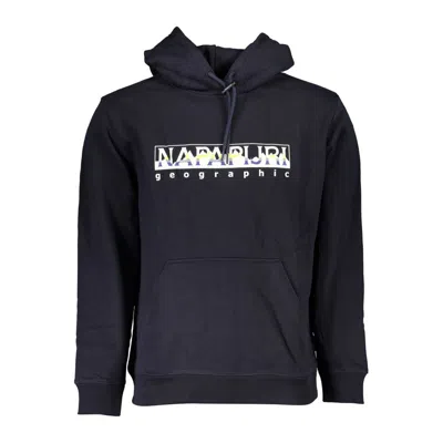 Napapijri Blue Cotton Men Hooded Sweater In Blue