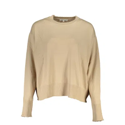 Patrizia Pepe Chic Beige Crew Neck Sweater With Contrast Details In Beige