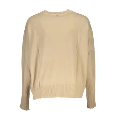 Patrizia Pepe Chic Beige Crew Neck Sweater With Contrast Details In Beige