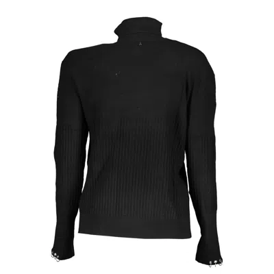 Patrizia Pepe Chic Contrast Turtleneck Sweater In Black
