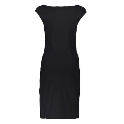 Patrizia Pepe Elegant Black Boat Neck Dress With Wide Straps In Black