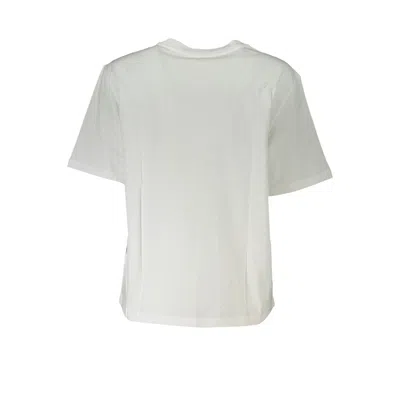 Patrizia Pepe Elegant Short Sleeve Crew Neck T-shirt With Rhinestone Detail In White