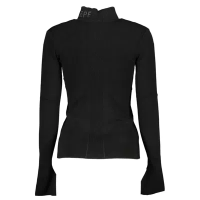Patrizia Pepe Elegant Turtleneck Embroidered Sweater In Black