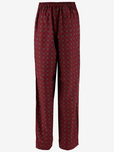 Moschino Pantalone In Seta Stampata Donna In Burgundy