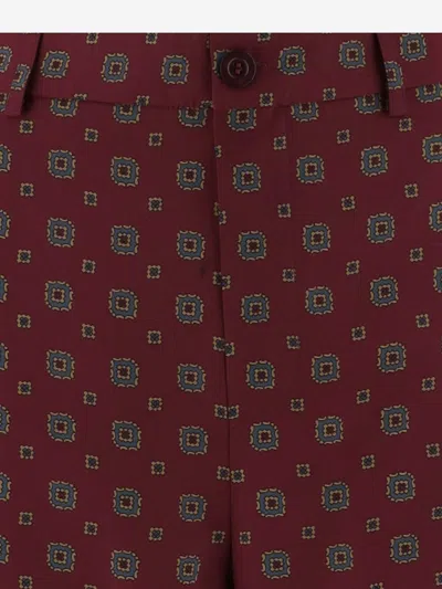 Moschino Pantalone In Seta Stampata Donna In Burgundy