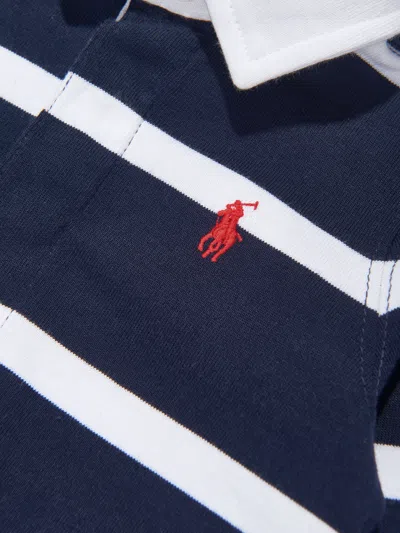 Polo Ralph Lauren Ralph Lauren Baby Boys Striped Rugby Romper In Blue