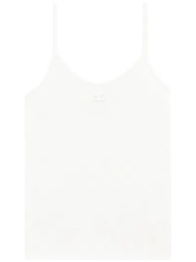 Courrèges Ribbed Spaghetti Strap Top With Elegant Logo Detail And Luxurious Fabric Blend In Black