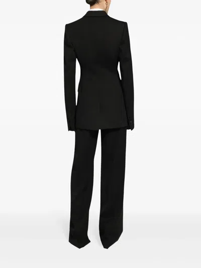 Dolce & Gabbana Double-breasted Wool Blend Blazer With Satin Detailing