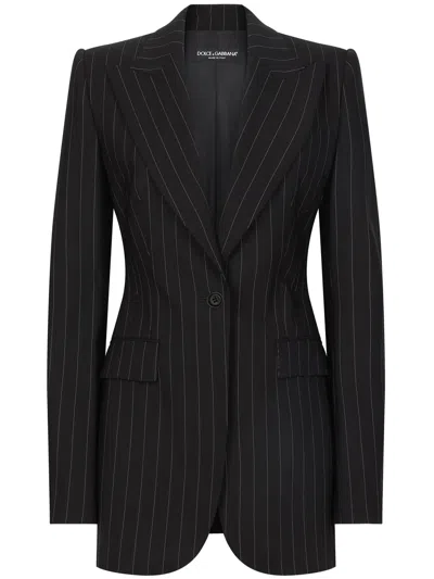 Dolce & Gabbana Single-breasted Pinstripe Wool Turlington Jacket
