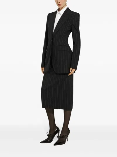 Dolce & Gabbana Single-breasted Pinstripe Wool Turlington Jacket