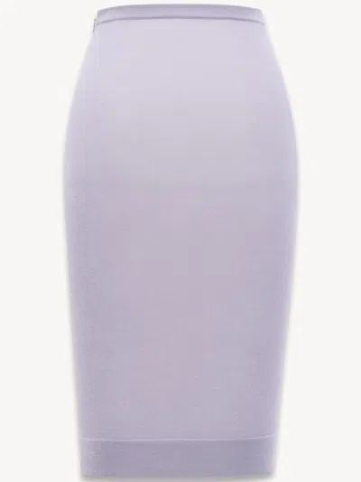 Saint Laurent High-waisted Viscose Skirt Back Slit In Gray