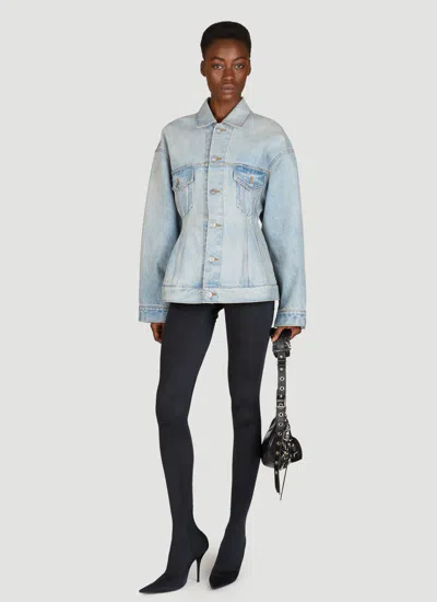 Balenciaga Hourglass Denim Jacket In Blue